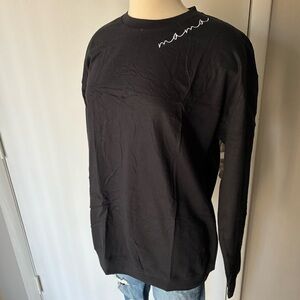 Mama Women's Classic Black Long Sleeve Tee oversized